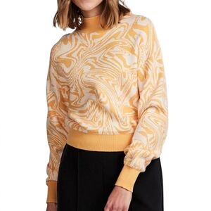 Pieces Mila Sweater Chunky Knit Soft Womens M Cozy Abstract Colorful High Neck